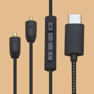 Tc android flat mouth typec headphone cable mmcx with microphone adjustable volume cloth velvet braided cable cx21986 chip