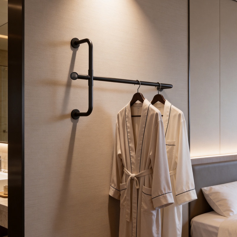 Modern Hotel Clothes Rack, Drying Rack, Guesthouse Clothes Hanging Area, Coat Rack, Wall-Mounted Clothes Rod, Drying Rack
