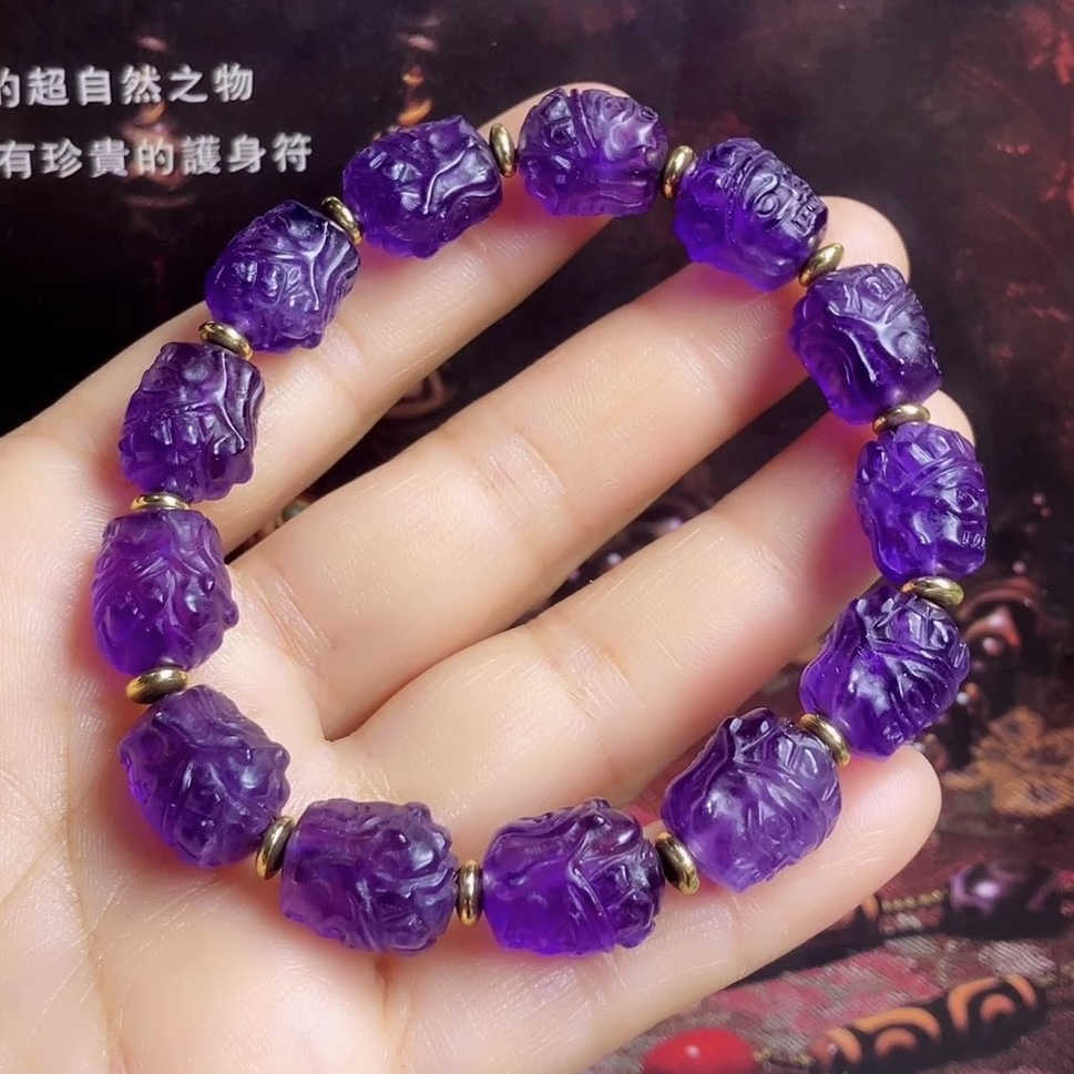 はち✨紫赤瑪瑙自然天珠 無限♾️ Amazon.com: GEM-Inside 10 公釐天然紫色瑪瑙瑪瑙石圓形半寶石脈輪大孔