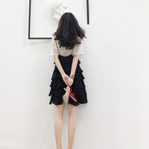 Early autumn big code womens clothing 2022 new fat sister fashion shade appears thin lace tops hanging dress two suits