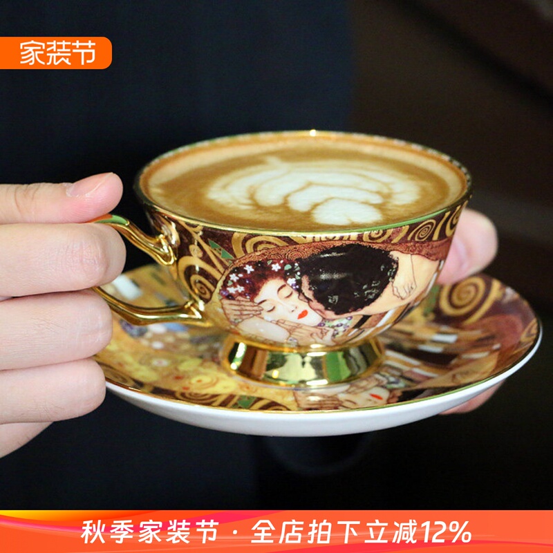 European Retro Bone China Coffee Cup and Saucer Set, Light Luxury Creative Home Office Ceramic Afternoon Tea Cup and Saucer Spoon
