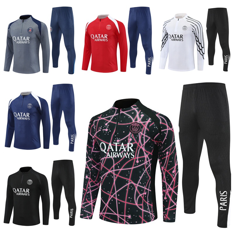 2526 Season Psg Paris Dembélé Pre-Match Warm-Up Outfit Boys' Long-Sleeved Football Training Suit Set