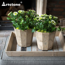 (Hongyue) ARTSTONE imitation stone pattern Deka round high cylinder flowerpot balcony courtyard planting pot