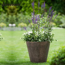 (Hongyue) Artstone imitation stone pattern resin Claire round high cylinder type planting basin simple wind