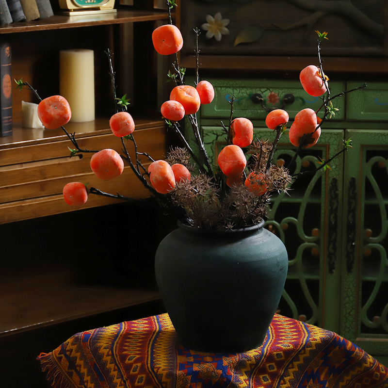 (Yiyi) emulated persimmon fruiting branches with creams too realistic and good-looking living room to put decorative art flower arrangements-Taobao