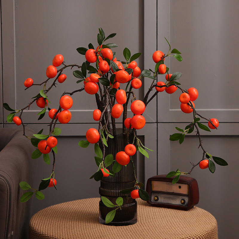 New Chinese high-end emulated fruit orange fruit pituitary berries branch home living room floral decoration plant-Taobao