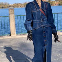 Again A and a slate dress lady spring dress 2022 new port Wind collection waist display slim retro 100 hitch long style dress