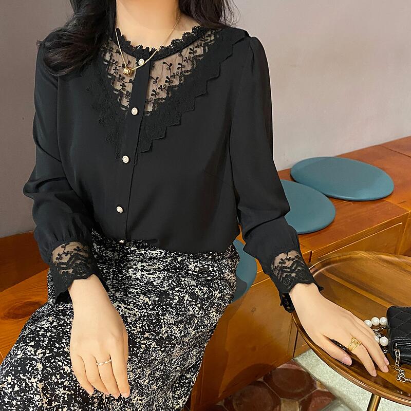 Multi-Treasure Large Size Women's Dress 2021 Spring Lace Splicing Shirt Temperament Fashion Floral Half Body Dress Kit T0202N
