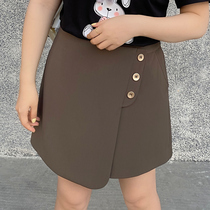 Cetto Treasure Big Code Women Dress Fat MM2021 Years Summer Dress Casual Display Slim Asymmetrical Trim Button High Waist Short Dress Pants