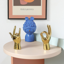 Nordic modern simple creative electroplating gesture ornaments home living room cabinet office decoration Crafts furnishings