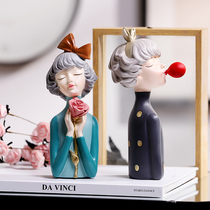 Simple creative bubble girl wine cabinet figure fitting modern home living room TV cabinet desktop decoration