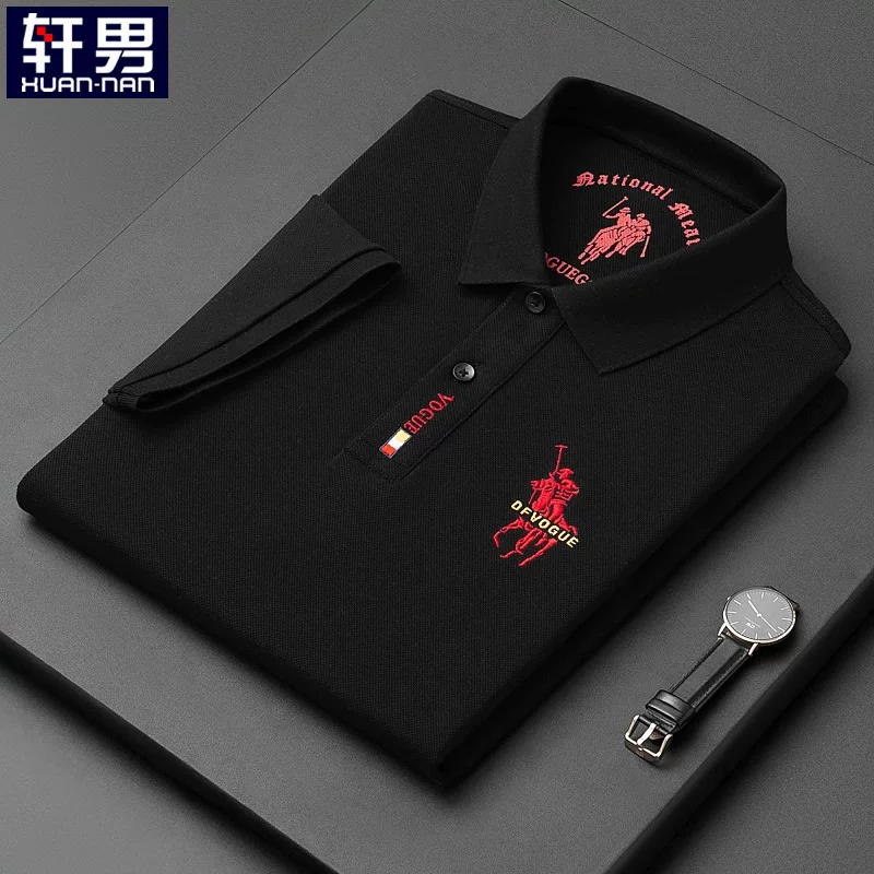 Cotton polo, summer trend T-shirt, with short sleeve, with embroidery, oversize