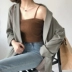 Phụ nữ mùa hè phiên bản Hàn Quốc của áo len mỏng, quần lọt khe hai dây thun bên ngoài mặc áo sơ mi ngắn - Áo ba lỗ