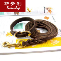 High quality small and medium dogs large puppies genuine leather pet items lap dog neckline dog necklace dog chain traction rope