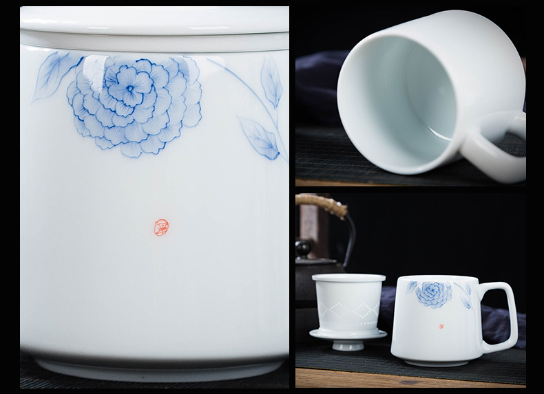 Jingdezhen hand - made belt filter ceramic cups office tea cups with cover mark cup home hand cup