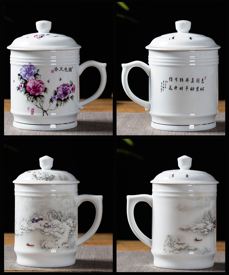 Jingdezhen ceramic cups with cover keller supersize cup home office personal of blue and white porcelain cup