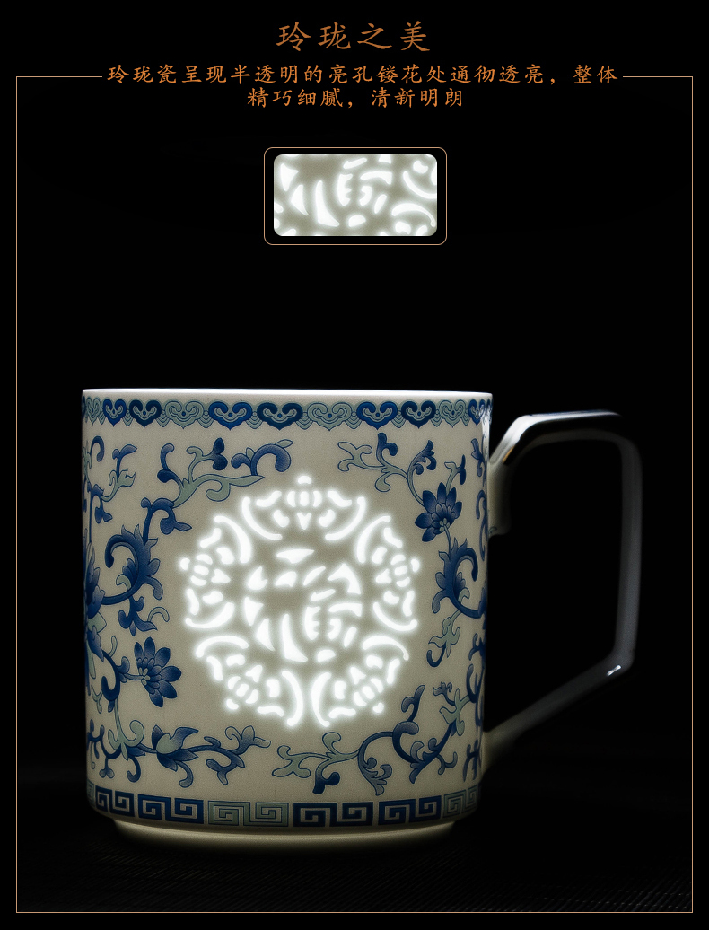 Celadon and exquisite office cup business hotel rooms and meeting individual cup with cover of pottery and porcelain keller cup ultimately responds cup