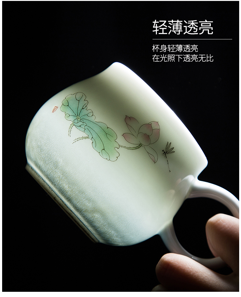 Jingdezhen blue glaze ceramic cup with tea cup insulation office ink glaze with cover glass can be customized