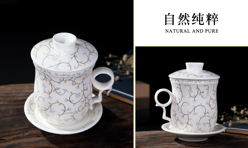 Jingdezhen ceramic filter cups with cover glass cup tea cup home office and meeting of blue and white porcelain cup