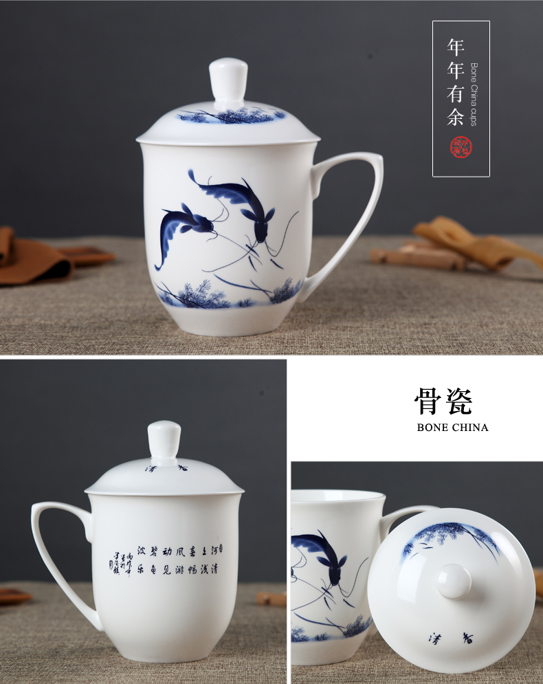 Jingdezhen ceramic cup with cover large capacity extra large ipads China office cup home overlord cup gift cups