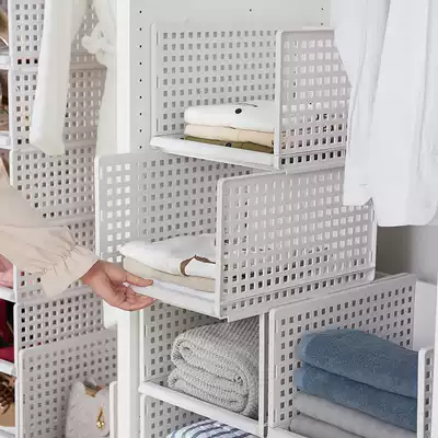 Wardrobe storage artifact wardrobe storage layered partition partition drawer type clothes storage box plastic storage basket rack