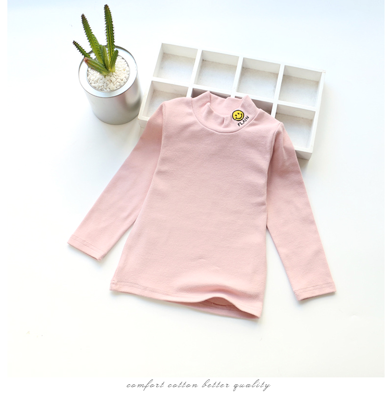 Đàn ông và phụ nữ cotton nửa cao cổ áo sơ mi cổ giữa mùa xuân và mùa thu bé nhỏ quần áo trẻ em cổ tròn áo thun dài tay mỏng áo phông bé trai 1 tuổi