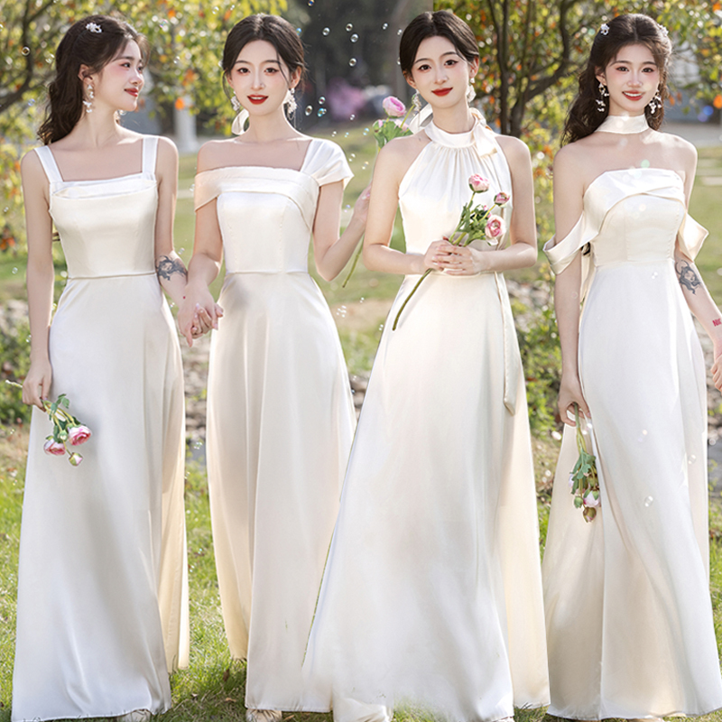 Champagne-Colored Bridesmaid Dress 2026 New Style Adult Ceremony Dress for Bridesmaids, High-End Niche Satin, Stunning and Suitable for Everyday Wear Champagne-Colored Bridesmaid Dress 2026 New Style Adult Ceremony Dress for Bridesmaids, High-End Niche Satin, Stunning and Suitable for Everyday Wear