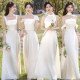 Champagne color bridesmaid dress 2025 new adult ceremony dress sister group high-end niche satin beautiful everyday can be worn
