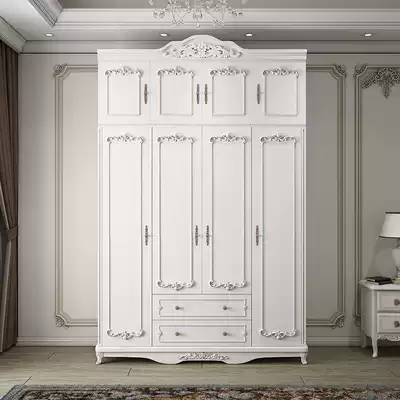 European-style wardrobe Bedroom overall combination wooden wardrobe modern simple economical household four, five and six-door large wardrobe