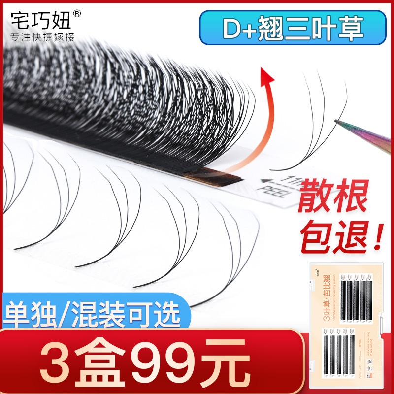 D Roll Up 3d Three Leaf Grass Eyelash Grafting For One Second Flowering Planting Yy Type False Eye Eyelash Jellyfish Super Soft Nature