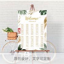 Customized birthday wedding engagement banquet dark green gold seat seat table distribution map design layout