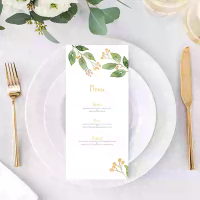 Customized wedding menu card greeting card thank you card blessing birthday green creative green forest line process Card