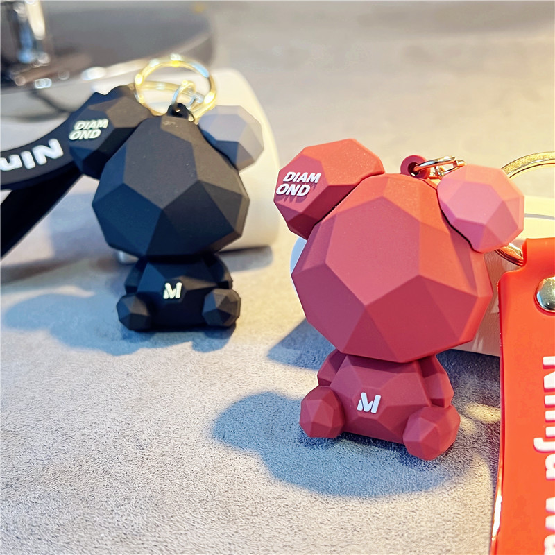 Diamond-Cut Bear Keychain Pendant Couple Style Cartoon Cute Doll Pendant Personalized Creative Pendant for Men Diamond-Cut Bear Keychain Pendant Couple Style Cartoon Cute Doll Pendant Personalized Creative Pendant for Men