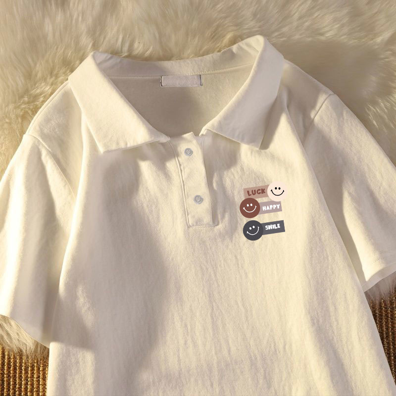 White Collared Short-Sleeve T-Shirt for Women, New Summer Style, Trendy, Loose, Versatile, Sweet, Fresh, Age-Reducing Polo Shirt Top