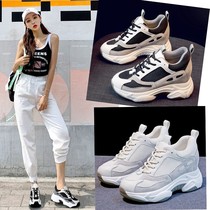 Star with Inner height womens shoes 2019 new net red Joker breathable thick soles casual sports daddy shoes