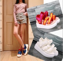 Stars with muffin women shoes 2020 new Velcro sandals women Summer flat slope heel thick bottom sandals