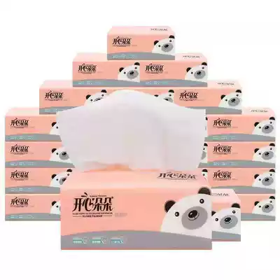 Happy Duoduo bamboo pulp natural color extraction toilet paper whole box household toilet paper 4 layers of real well-packed napkins 4 packs