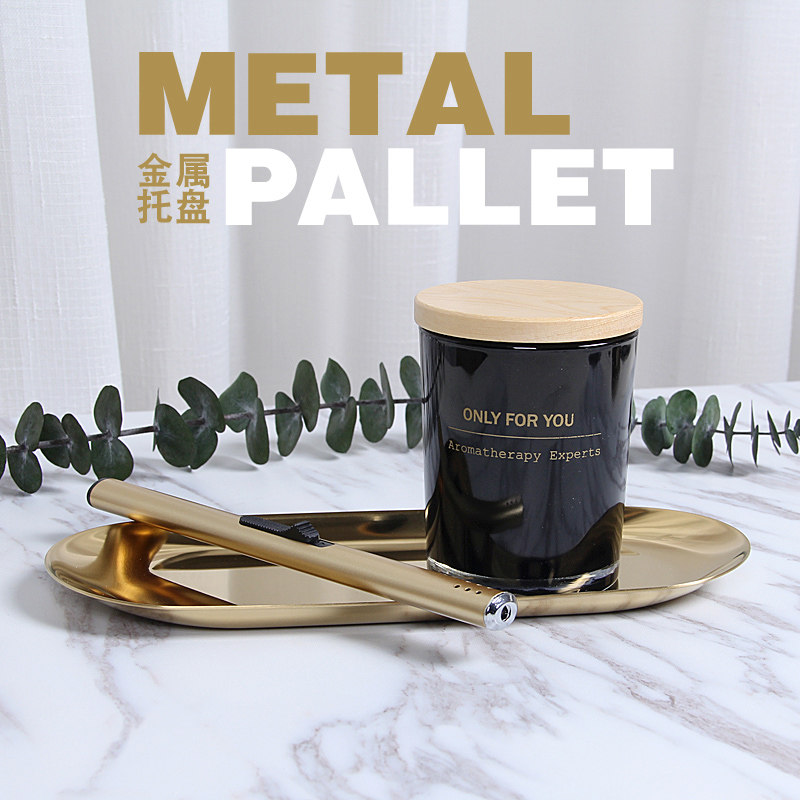 Ao Shi Aromatherapy Nordic simple style Stainless steel metal Silver creative candle tray Candlestick Oval tool