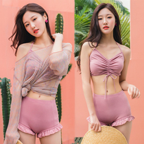 South Korean bikini swimsuit womens three sets of sexy supersens windhooded beach holiday swimsuit with small breasts
