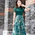 Ruyi phong cách voan của phụ nữ váy hoa 2019 mùa hè mỏng khí retro nụ lụa màn hình váy sườn xám - váy đầm đầm đẹp 2021 váy đầm
