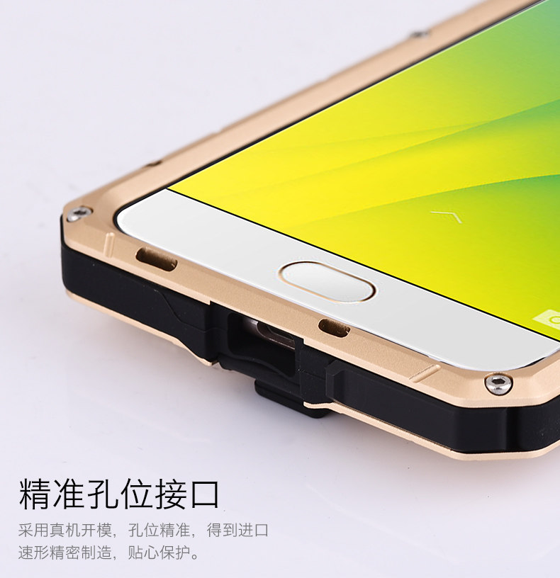 iMatch Water Resistant Shockproof Dust/Dirt/Snow-Proof Aluminum Glass Metal Military Heavy Duty Case Cover for OPPO R9s