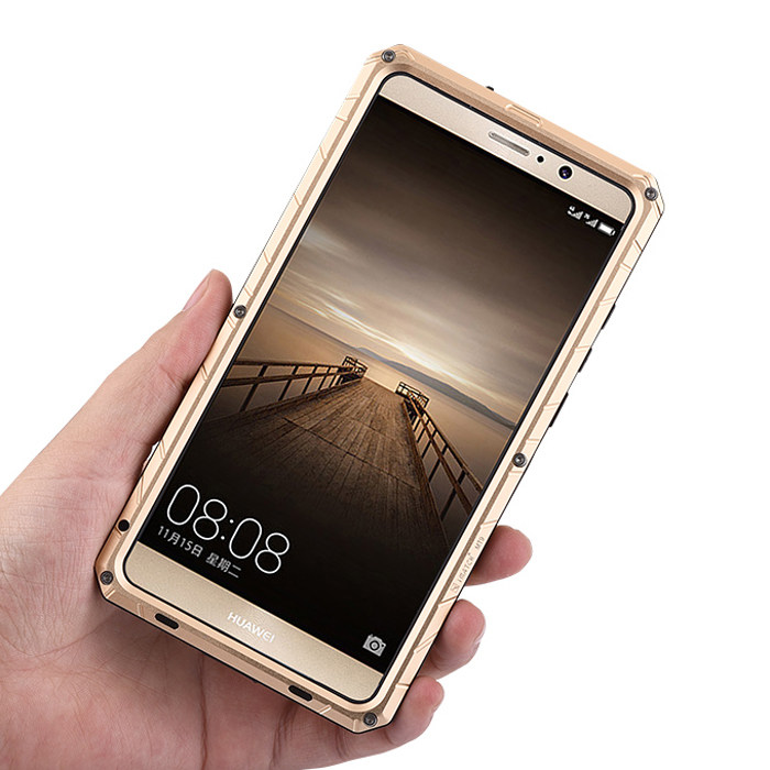 iMatch Shockproof Dust/Dirt/Snow-Proof Aluminum Glass Metal Military Heavy Duty Armor Protection Case Cover for Huawei Mate 9