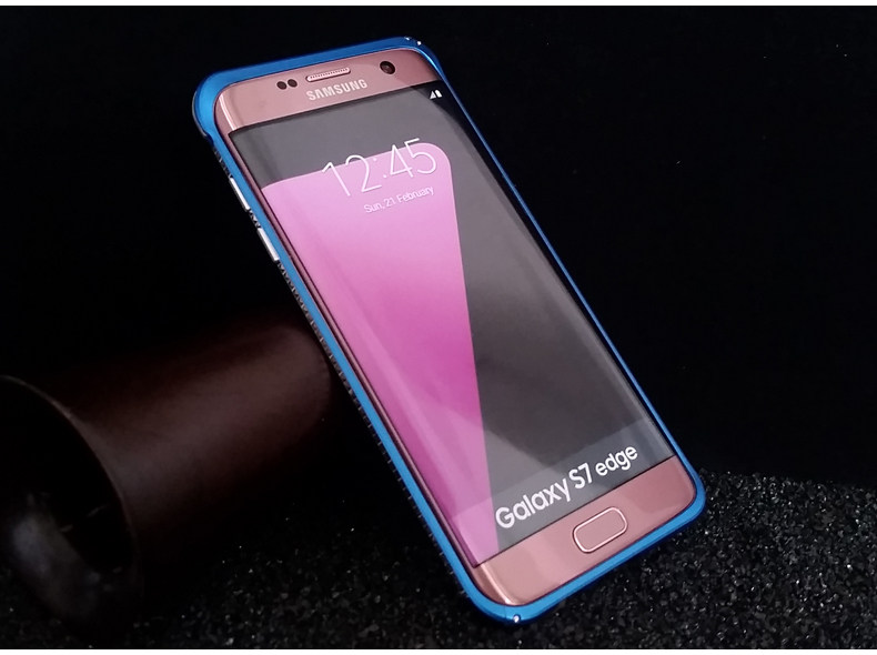 iMatch Slim Light Aluminum Metal Shockproof Bumper with Kickstand for Samsung Galaxy S7 Edge G9350 & S7 G9300