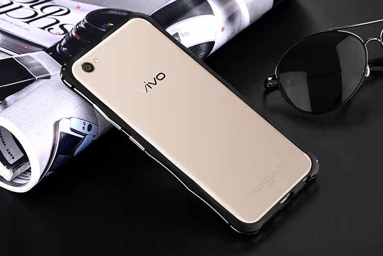 iMatch Slim Light Aluminum Metal Shockproof Bumper with Kickstand for vivo X9