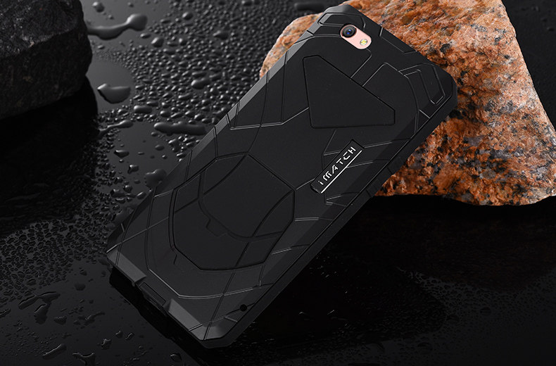 iMatch Water Resistant Shockproof Dust/Dirt/Snow-Proof Aluminum Glass Metal Military Heavy Duty Case Cover for OPPO R9s