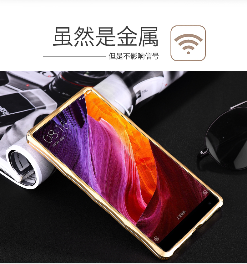 iMatch Slim Light Aluminum Metal Shockproof Bumper Case with Kickstand for Xiaomi Mi MIX