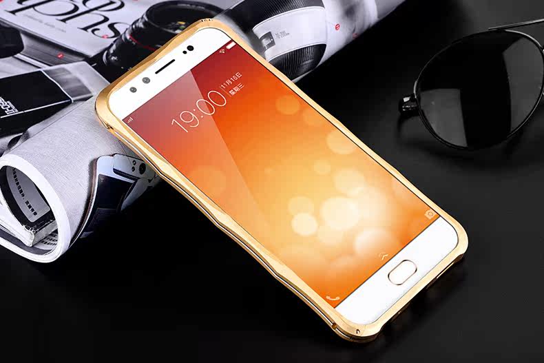 iMatch Slim Light Aluminum Metal Shockproof Bumper with Kickstand for vivo X9