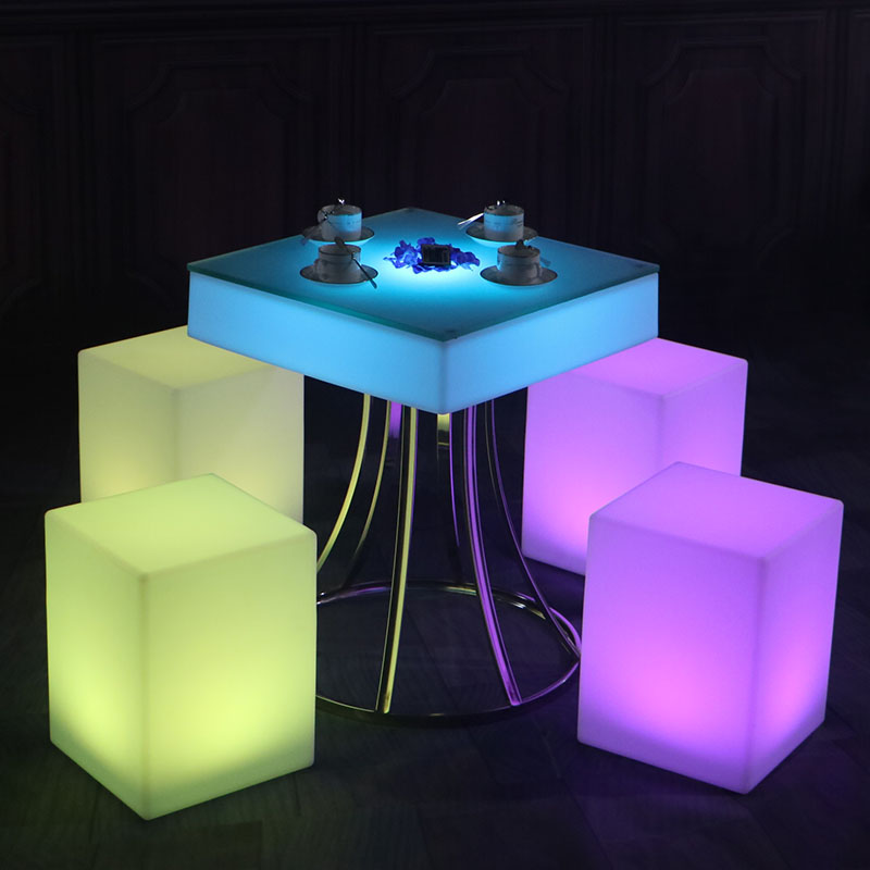 Round bar tables and chairs creative fashion led luminous furniture clear bar combination outdoor personality decoration scattered table