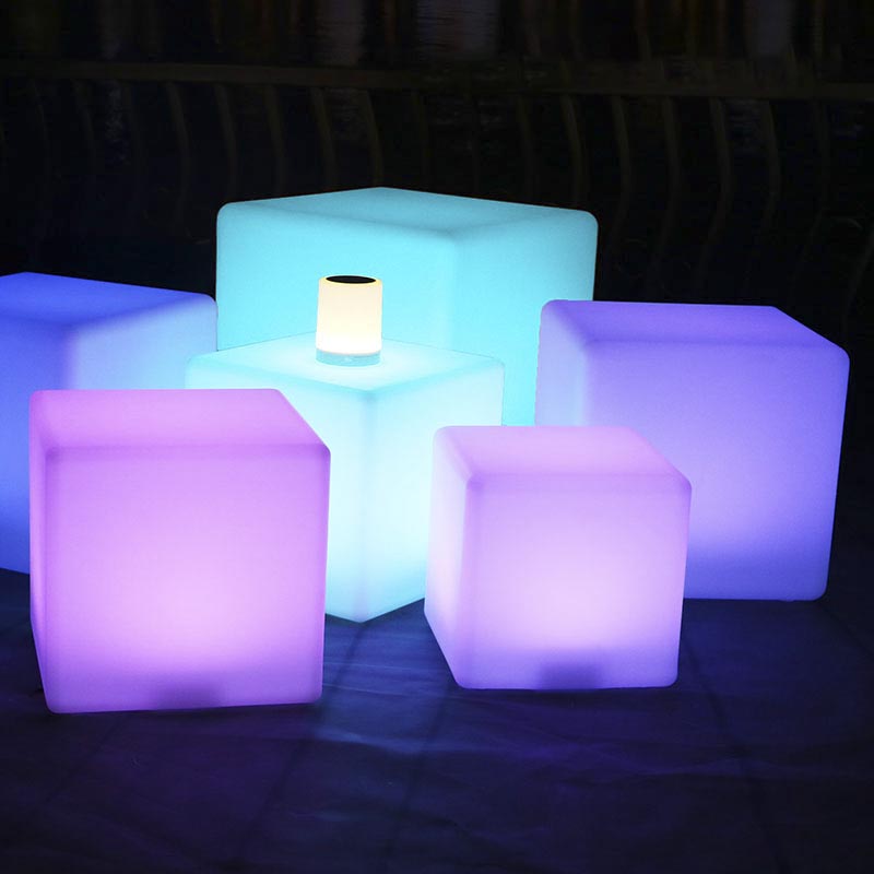 Outdoor led waterproof fashion coffee table bar table and chair combination square stool KTV cube stool computer net red bench
