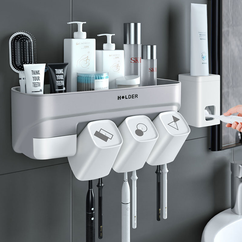 Imported toothbrush racks Perforated Dressing Room Toothbrushing Cup Gargling Cup Wall-mounted Electric Toothware Suit